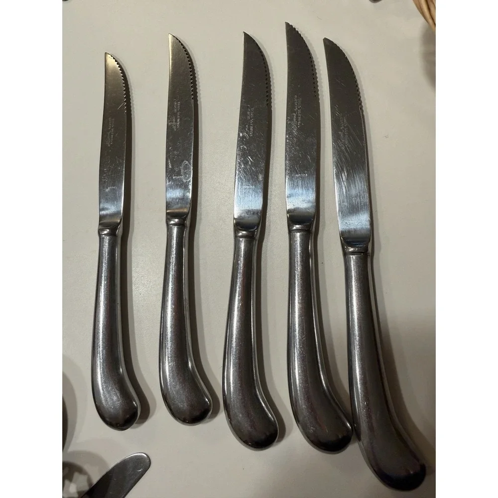 Lot Of 5 Vintage Leonard Silver Stainless Butter Knives
